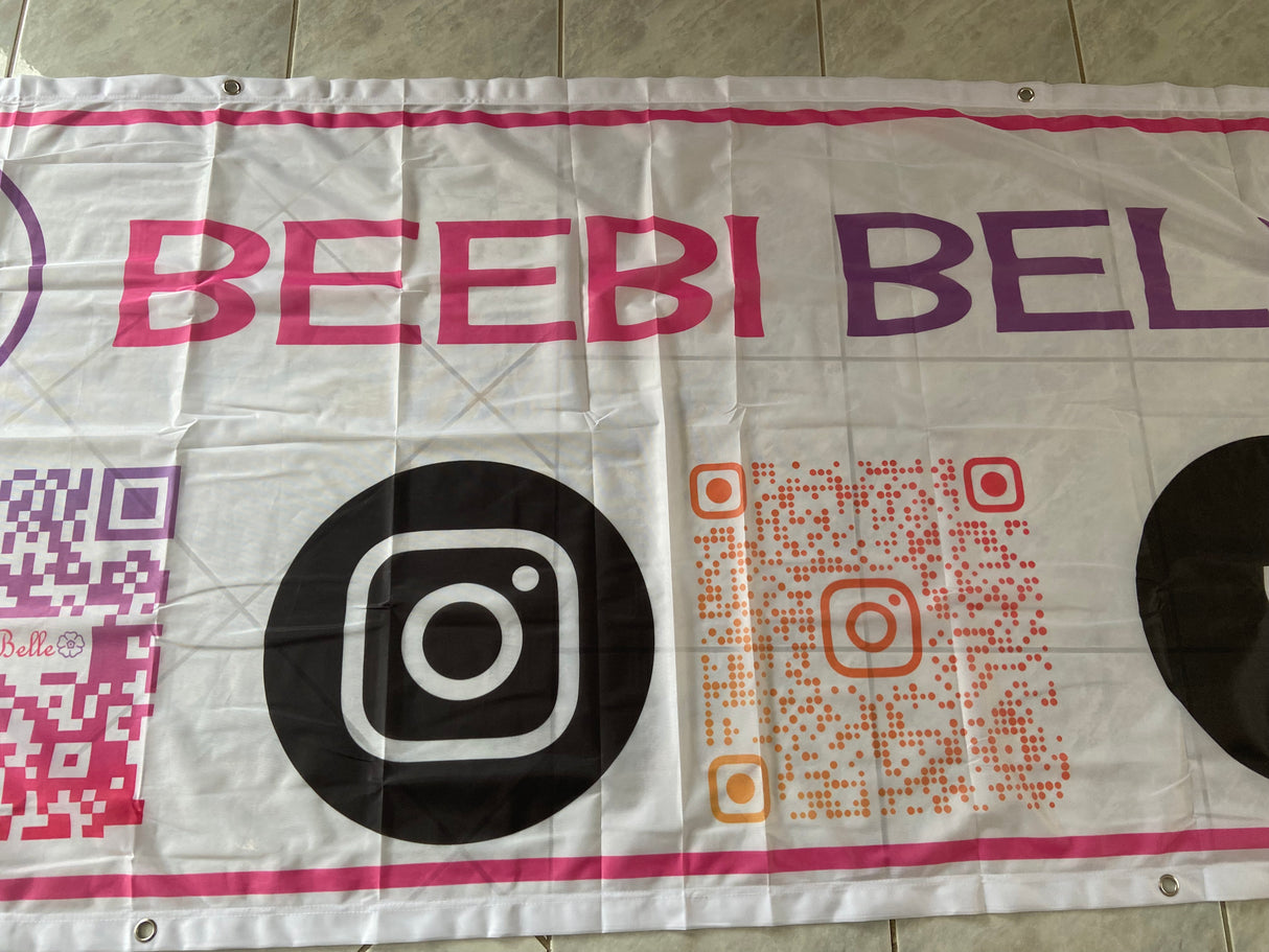 OUTDOOR BANNER KNITTED POLYESTER WEATHERPROOF CUSTOM MARKET STALL BUSINESS SIGN