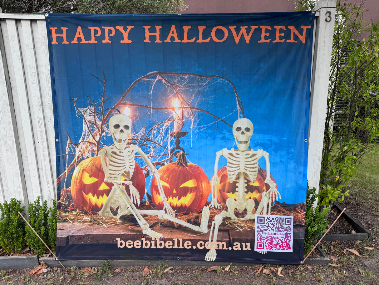 OUTDOOR BANNER KNITTED POLYESTER WEATHERPROOF CUSTOM MARKET STALL BUSINESS SIGN