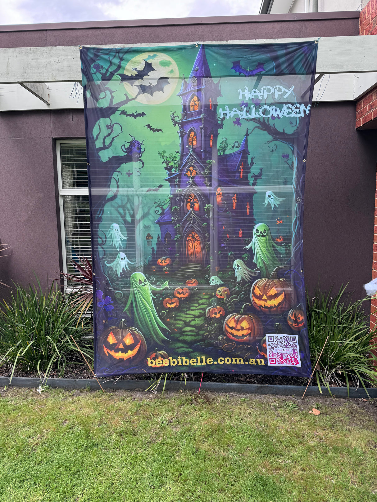 OUTDOOR BANNER KNITTED POLYESTER WEATHERPROOF CUSTOM MARKET STALL BUSINESS SIGN