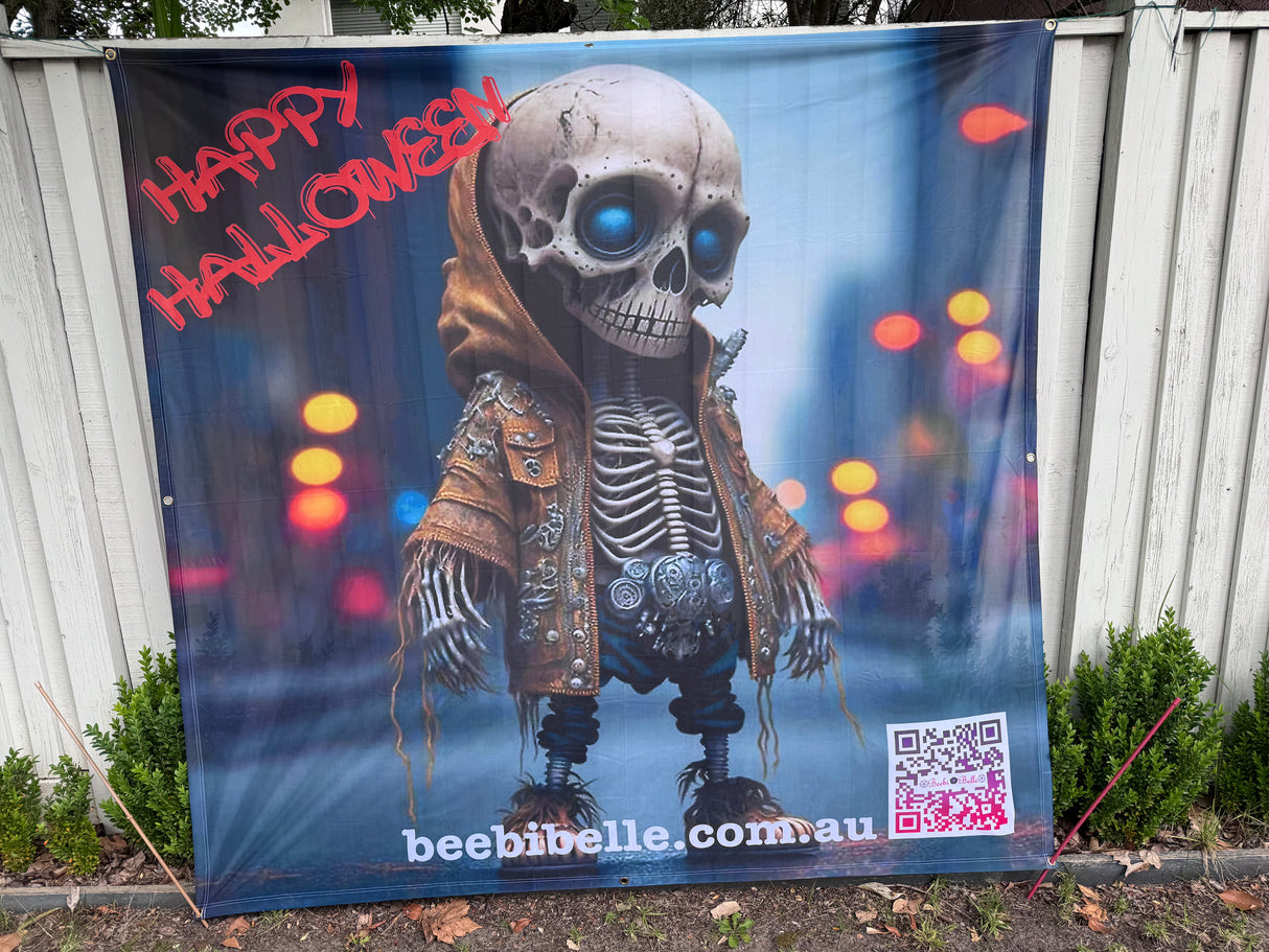 OUTDOOR BANNER KNITTED POLYESTER WEATHERPROOF CUSTOM MARKET STALL BUSINESS SIGN