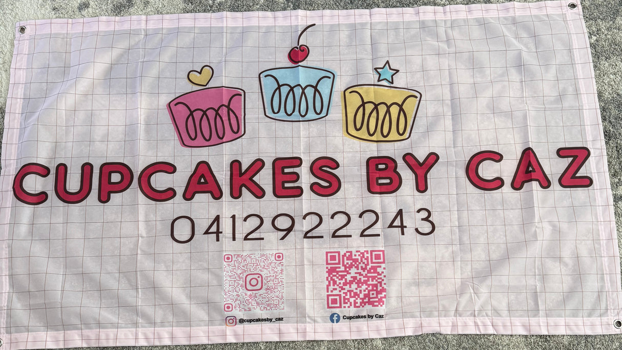 OUTDOOR BANNER KNITTED POLYESTER WEATHERPROOF CUSTOM MARKET STALL BUSINESS SIGN