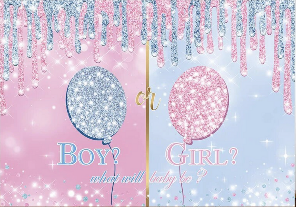 BABY SHOWER GENDER BOY GIRL PINK BLUE PERSONALISED BIRTHDAY PARTY BANNER BACKDROP