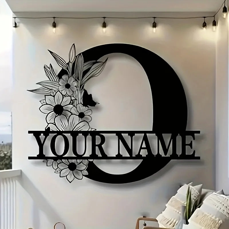 Custom Monogram Family Name Sign | Floral Letter Plaque | A–Z