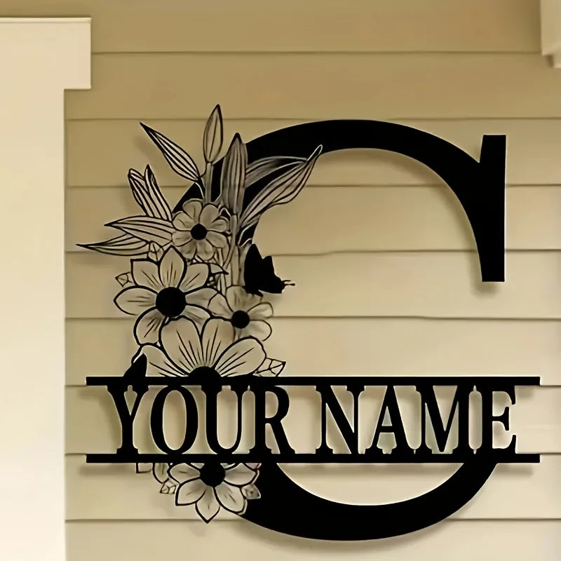 Custom Monogram Family Name Sign | Floral Letter Plaque | A–Z