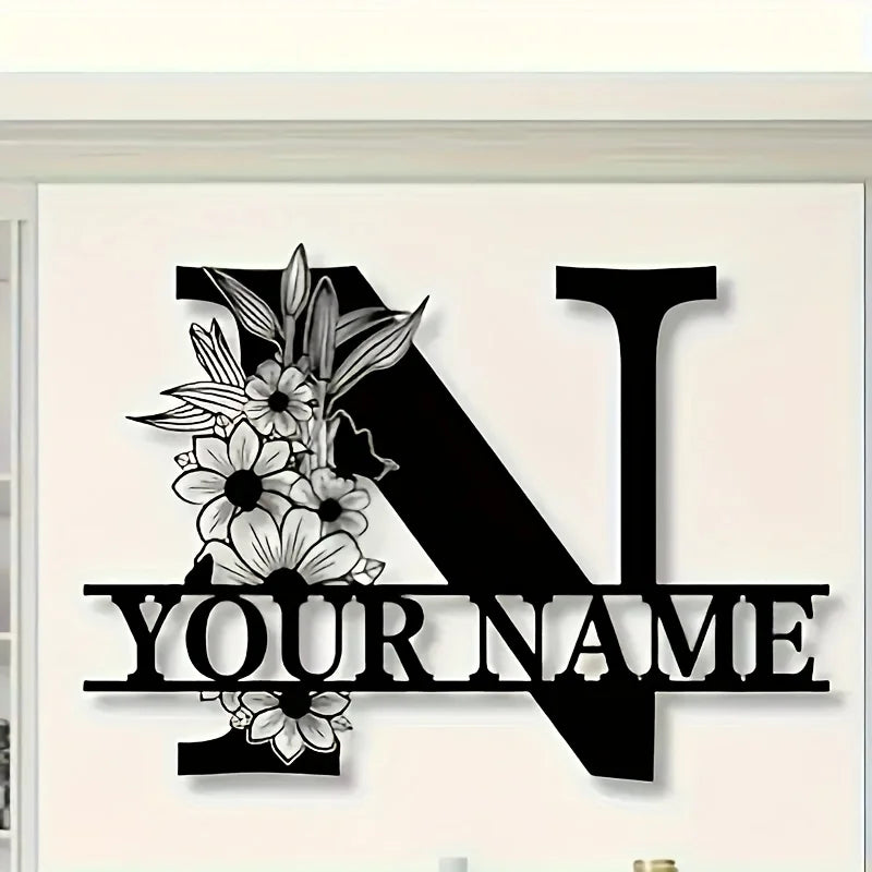 Custom Monogram Family Name Sign | Floral Letter Plaque | A–Z