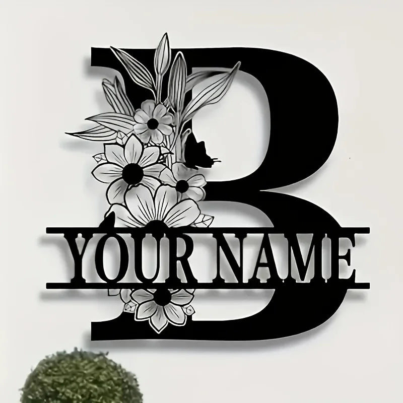 Custom Monogram Family Name Sign | Floral Letter Plaque | A–Z