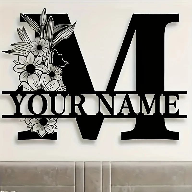 Custom Monogram Family Name Sign | Floral Letter Plaque | A–Z