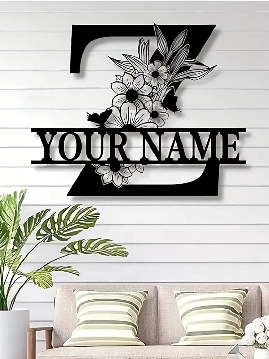 Custom Monogram Family Name Sign | Floral Letter Plaque | A–Z