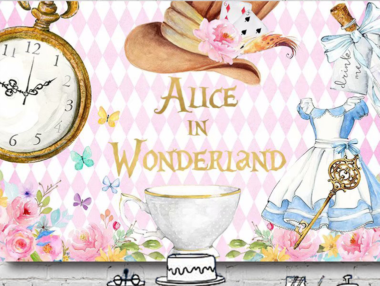 ALICE IN WONDERLAND TEA PARTY SUPPLIES BIRTHDAY BANNER BACKDROP DECORATION