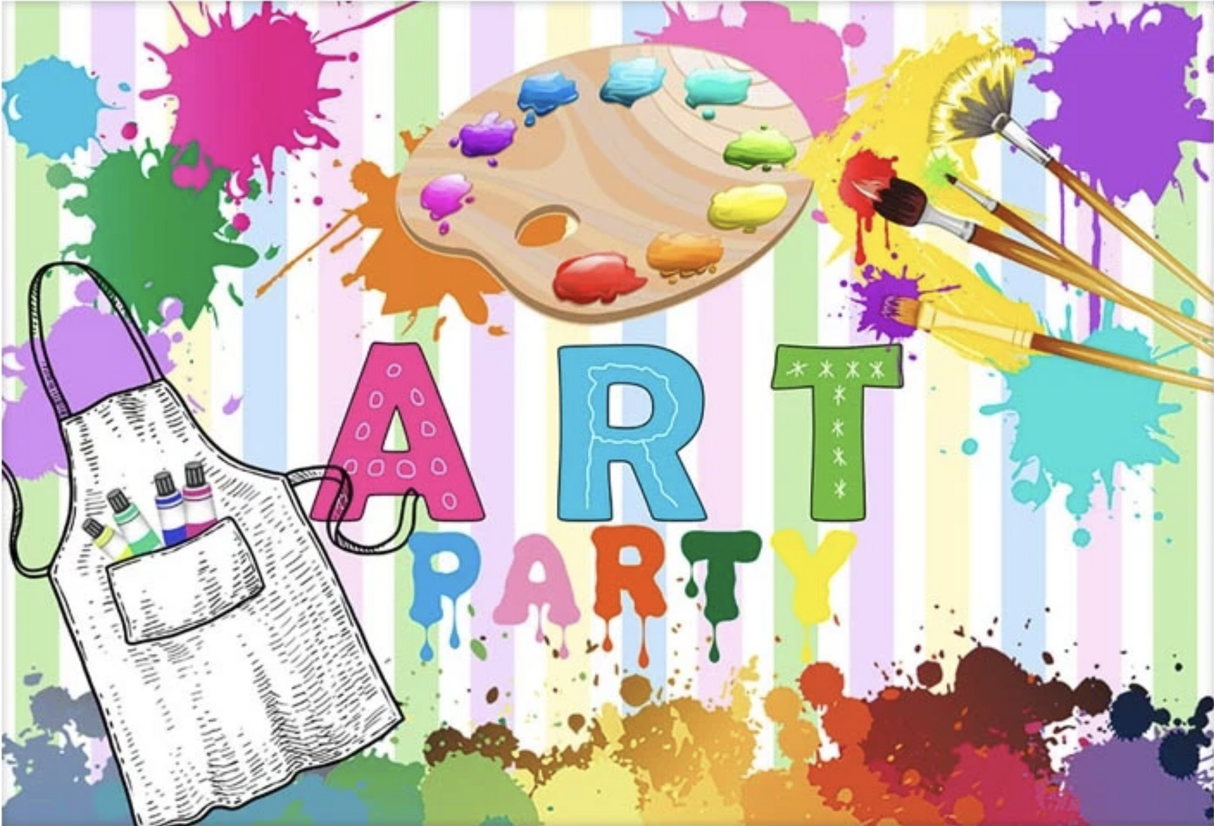 ABSTRACT ART PAINTING DRAWING GREEN PURPLE RED PERSONALISED BIRTHDAY PARTY SUPPLIES BANNER BACKDROP DECORATION