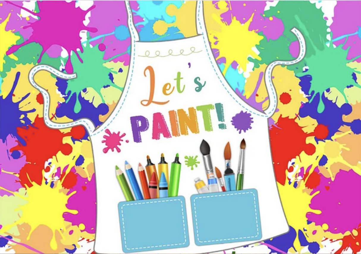 ART PAINT ABSTRACT PAINTING PENCILS MARKER BIRTHDAY PARTY BANNER BACKDROP