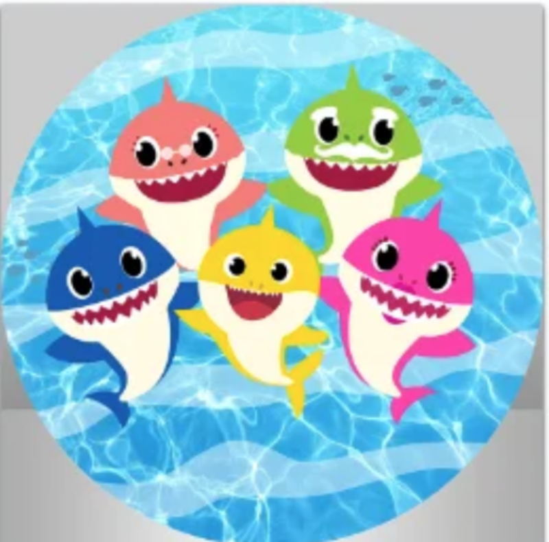 BABY SHARK UNDERWATER OCEAN SEA PARTY ROUND BIRTHDAY PERSONALISED BANNER BACKDROP