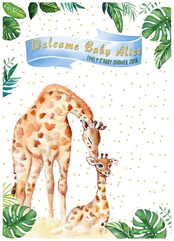 GIRAFFE JUNGLE BOY GIRL BABY SHOWER PARTY BANNER BACKDROP DECORATION