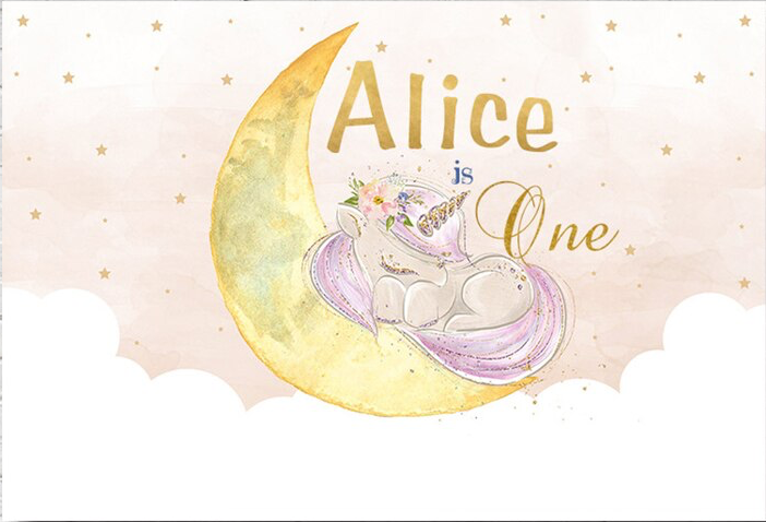 BABY UNICORN PERSONALISED BIRTHDAY SHOWER PARTY BANNER BACKDROP DECORATION