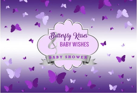 BUTTERFLY BABY SHOWER PERSONALISED PARTY BANNER BACKDROP DECORATION
