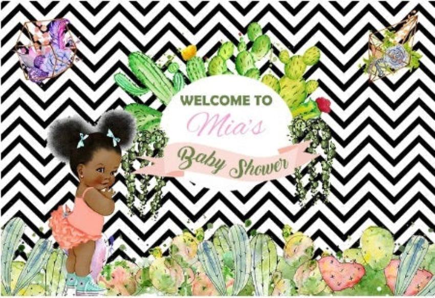 GARDEN BABY SHOWER HERRINGBONE PERSONALISED PARTY BANNER BACKDROP DECORATION