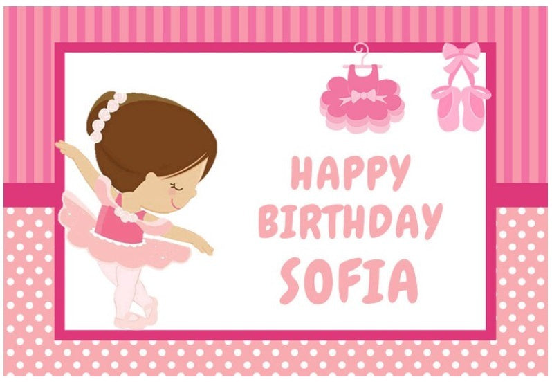 BALLERINA BALLET DANCE SHOES PINK BABY BIRTHDAY PARTY BANNER BACKDROP DECORATION