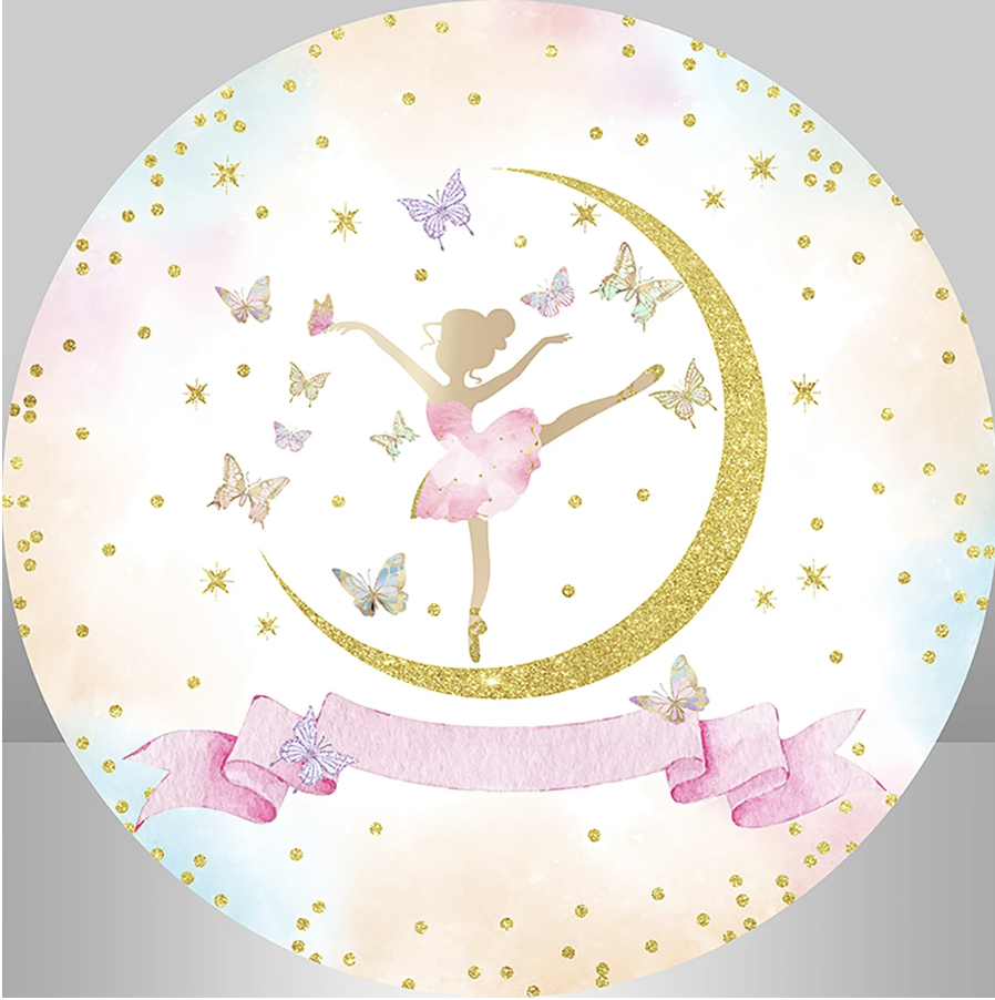 BALLET BALLERINA BUTTERFLIES GLITTER PINK GOLD PURPLE PARTY ROUND BIRTHDAY BANNER