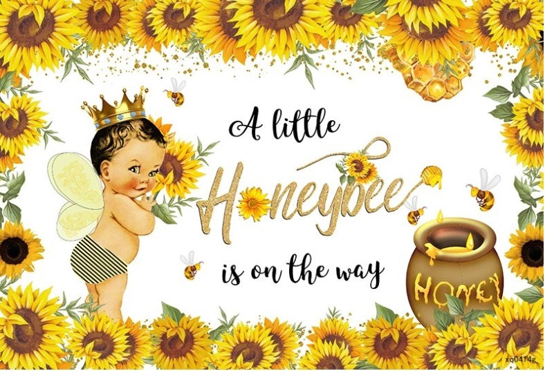 BEE HONEY SUNFLOWERS BABY SHOWER PERSONALISED PARTY BANNER BACKDROP DECORATION