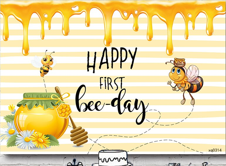 BEE HONEY PERSONALISED 1ST FIRST BIRTHDAY PARTY BANNER BACKDROP DECORATION