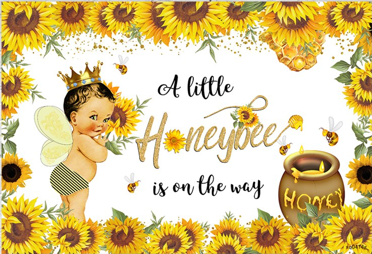 BEE HONEY YELLOW PERSONALISED BABY SHOWER PARTY BANNER BACKDROP DECORATION