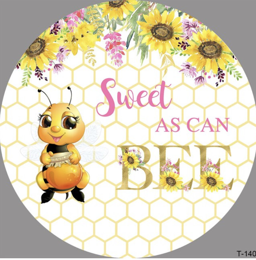 BEES HONEYCOMB HONEY FLOWERS SUNFLOWER PARTY ROUND BIRTHDAY BANNER BACKDROP