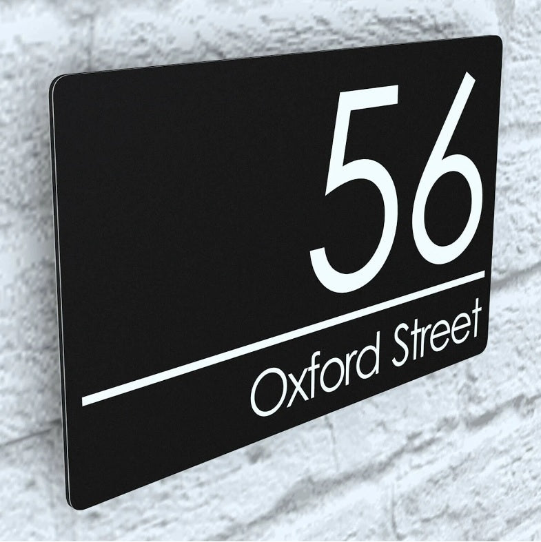 CUSTOM HOUSE SIGN NUMBER STREET SIGN BLACK ACRYLIC ADDRESS DOOR WALL PLAQUE