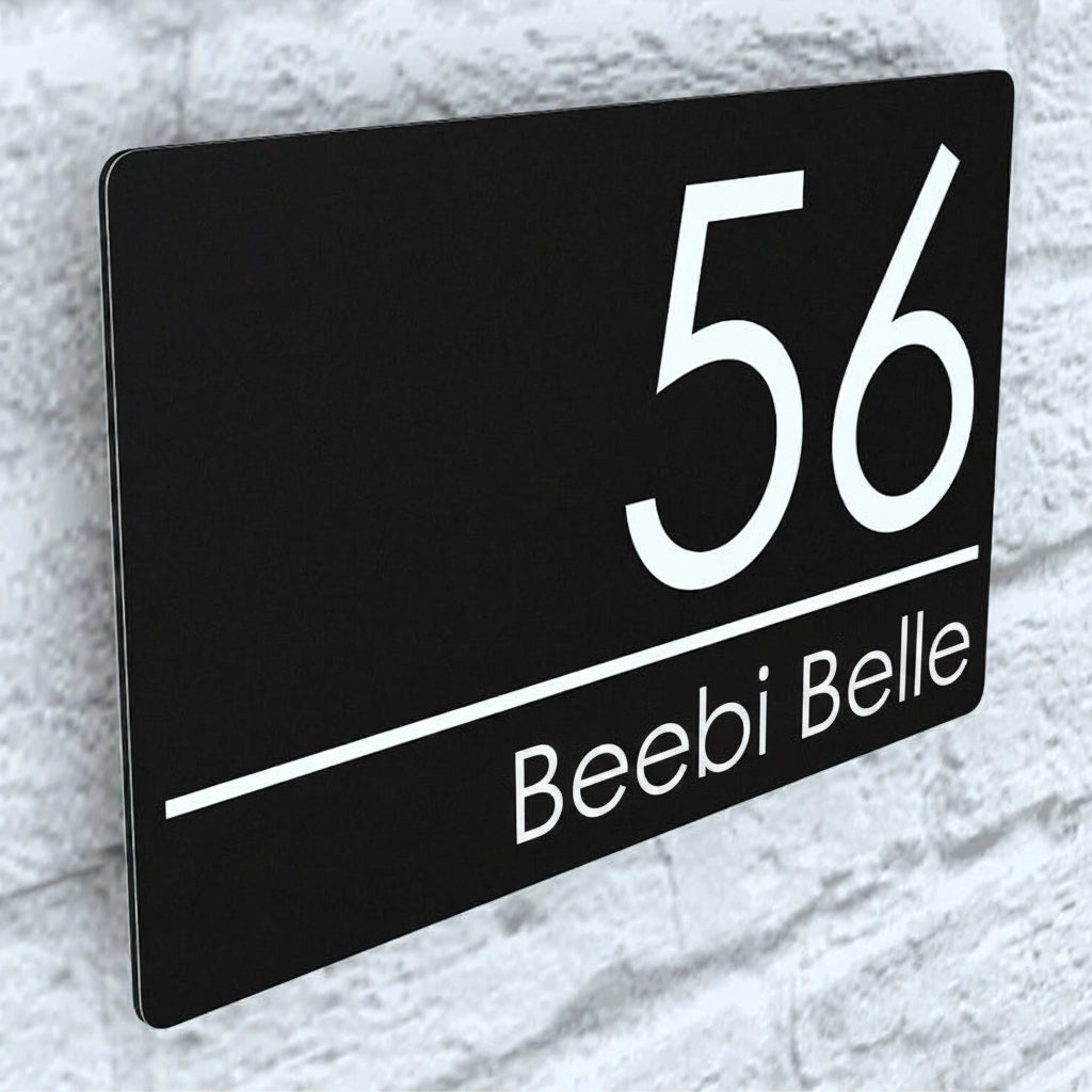 Custom Black Acrylic House Sign | Personalised Number & Street Address Plaque