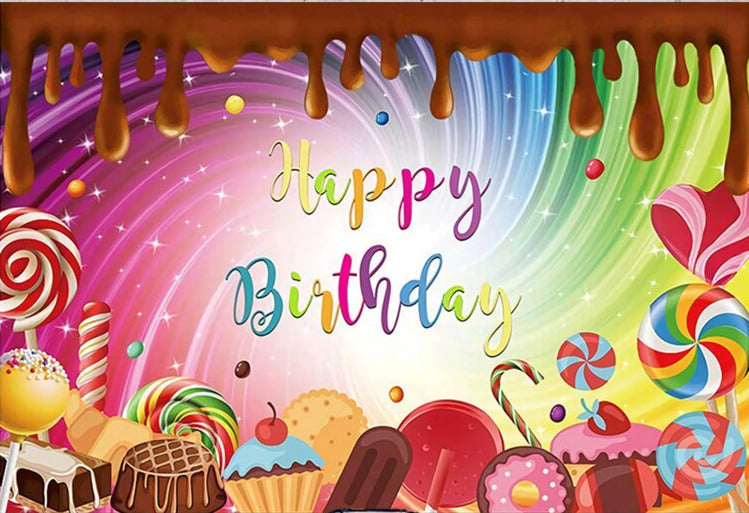CANDY LOLLIES LOLLY SUGAR PERSONALISED BIRTHDAY PARTY BANNER BACKDROP DECORATION