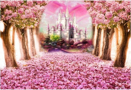 PINK PRINCESS FANTASY FOREST CASTLE BIRTHDAY PARTY BANNER BACKDROP DECORATION