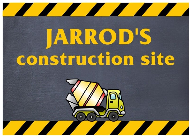 CONSTRUCTION CEMENT MIX TRUCK PERSONALISED BIRTHDAY PARTY BANNER BACKDROP