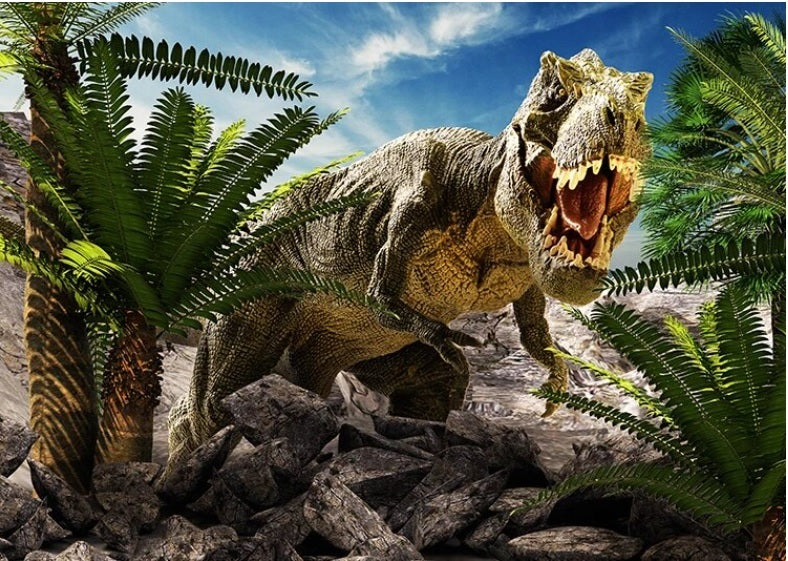 DINOSAUR BANNER WORLD PARK TYRANNOSAURUS BIRTHDAY PARTY BACKDROP DECORATION