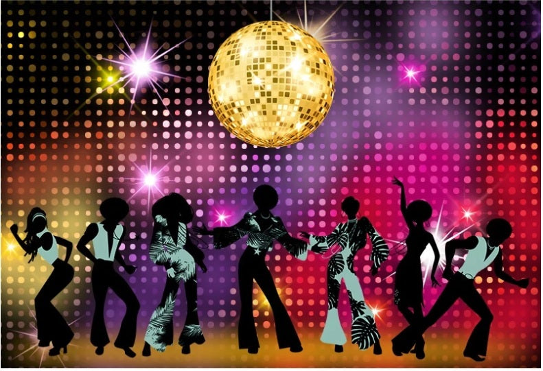 DISCO RETRO DANCE 80'S PERSONALISED BIRTHDAY PARTY BANNER BACKDROP DECORATION