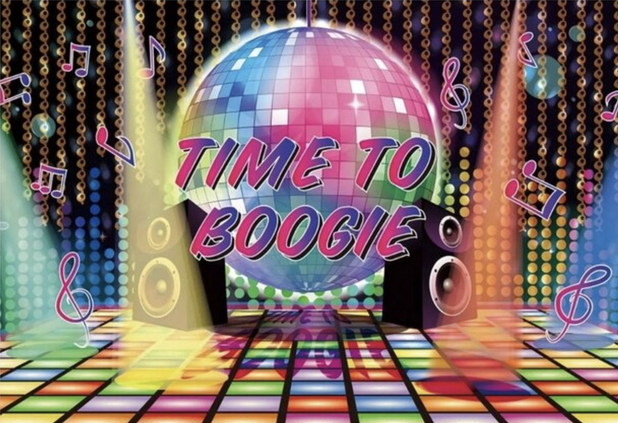 DISCO BALL TIME TO BOOGIE CLUBBING MUSIC BIRTHDAY PARTY BANNER DECORATION