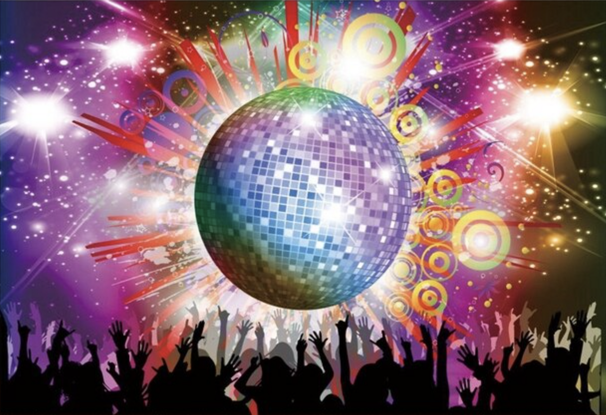 MUSIC FESTIVAL DISCO BALL STARS MUSICAL GLOW BIRTHDAY PARTY BANNER DECORATION