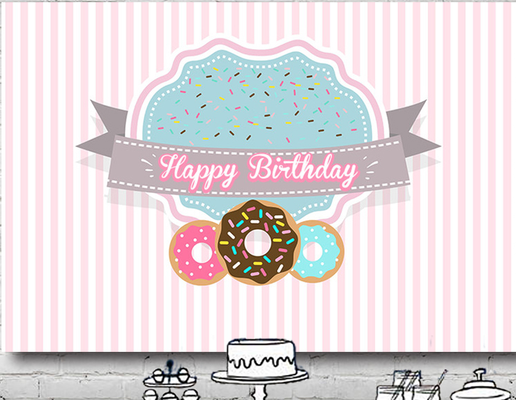 DONUT BIRTHDAY PINK BABY SHOWER PERSONALISED PARTY BANNER BACKDROP DECORATION