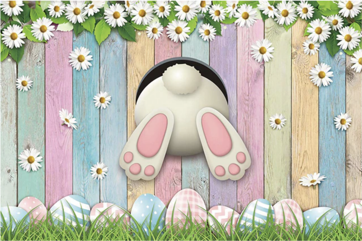 EASTER BUNNY PAW PRINTS EGGS CANDY LOLLIES PERSONALISED PARTY BANNER BACKDROP