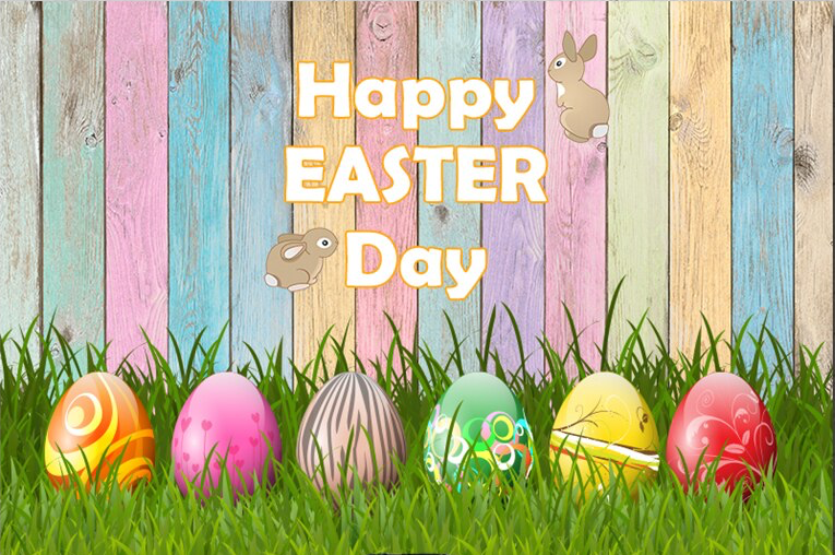 EASTER COLOURED EGGS PERSONALISED PARTY BANNER BACKDROP DECORATION