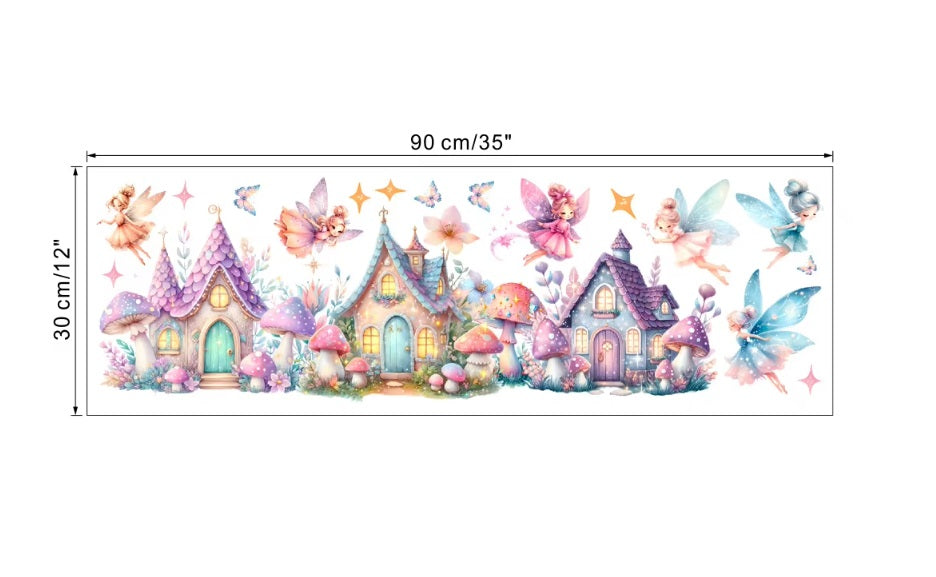 ELF FLOWER FAIRY FAIRIES FLOWER CASTLE PRINCESS 3D WALL STICKER MURAL ART Decal