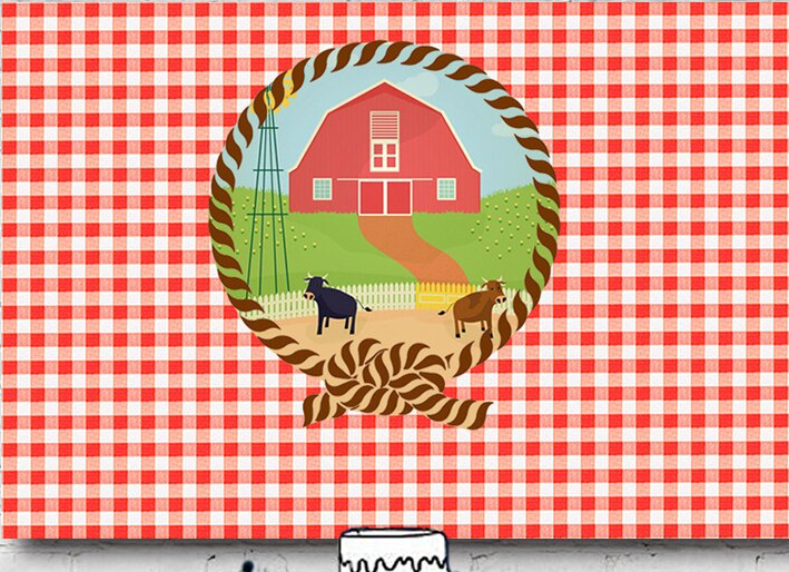 FARM RED BARN ANIMAL COW PERSONALISED BIRTHDAY PARTY BANNER BACKDROP DECORATION