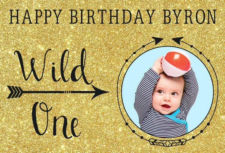 FIRST 1ST BIRTHDAY BOY GIRL PHOTO WILD ONE PERSONALISED PARTY BANNER BACKDROP