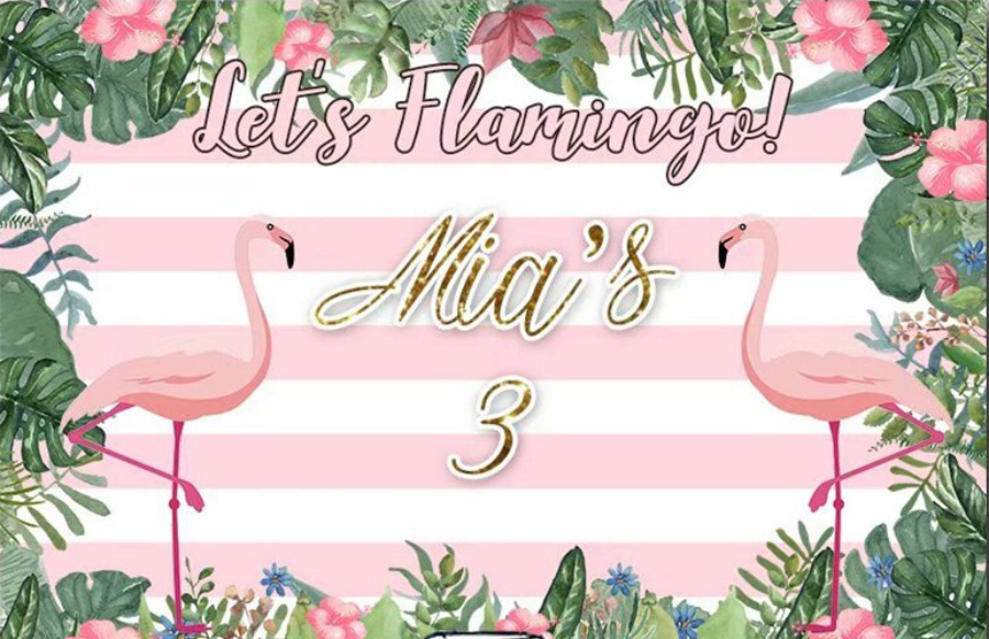 FLAMINGO PINK GIRL PERSONALISED BIRTHDAY PARTY BANNER BACKDROP DECORATION