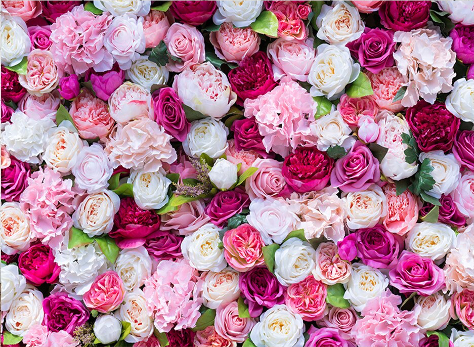 WEDDING BRIDAL SHOWER ROSES FLOWERS PINK WHITE PARTY BANNER BACKDROP DECORATION