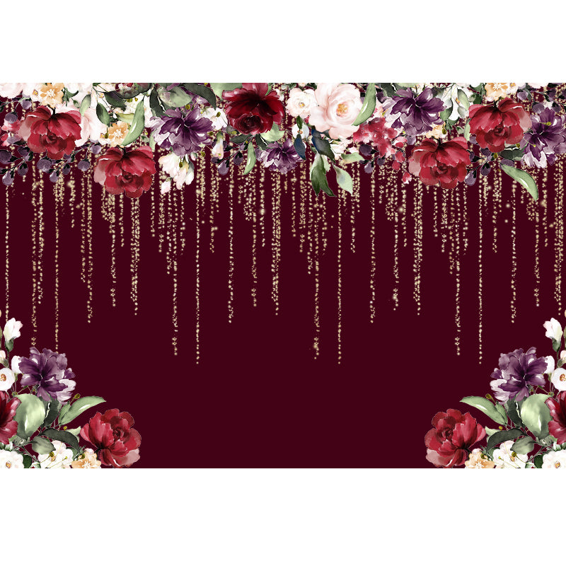 FLOWER RED MAROON BURGUNDY PERSONALISED PARTY BANNER BACKDROP BACKGROUND