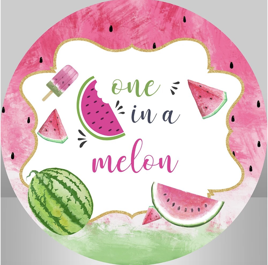 FRUIT WATERMELON ICY POLE PINK RED GREEN PARTY ROUND BIRTHDAY BANNER BACKDROP