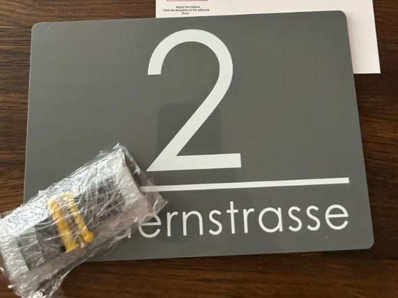 HOUSE SIGN ADDRESS SIGN NUMBER STREET DOOR WALL GRAY GREY PLAQUE