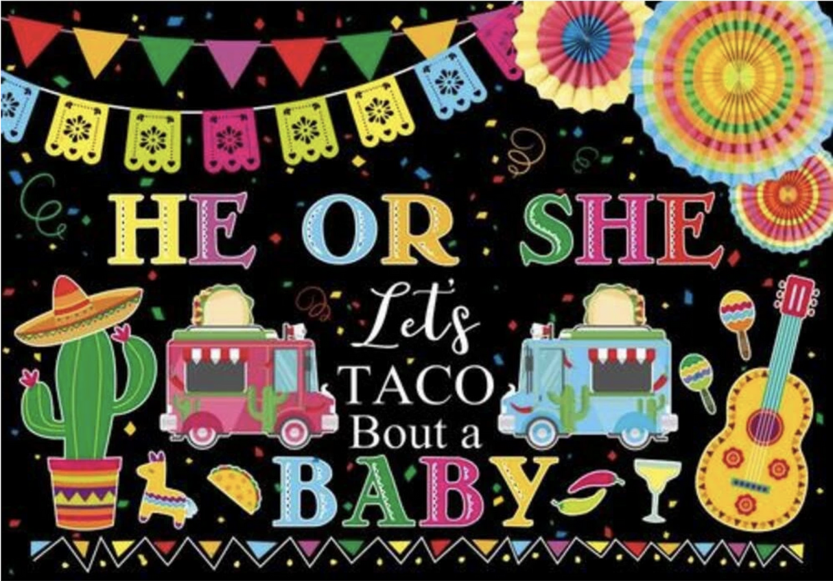 BABY SHOWER GENDER REVEAL TACO MEXICO PINATA BIRTHDAY PARTY BANNER DECORATION