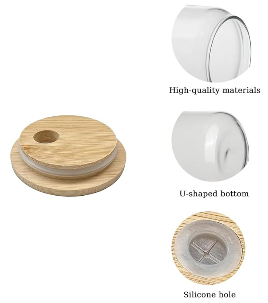 CHRISTMAS MERRY XMAS FESTIVE GLASS JAR TUMBLER CUP WITH LID, STRAW AND BRUSH