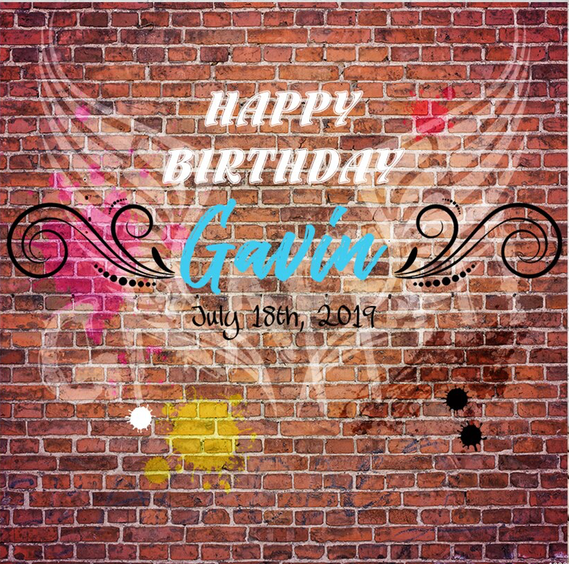 GRAFFITI BRICK WALL PERSONALISED BIRTHDAY PARTY BANNER BACKDROP BACKGROUND