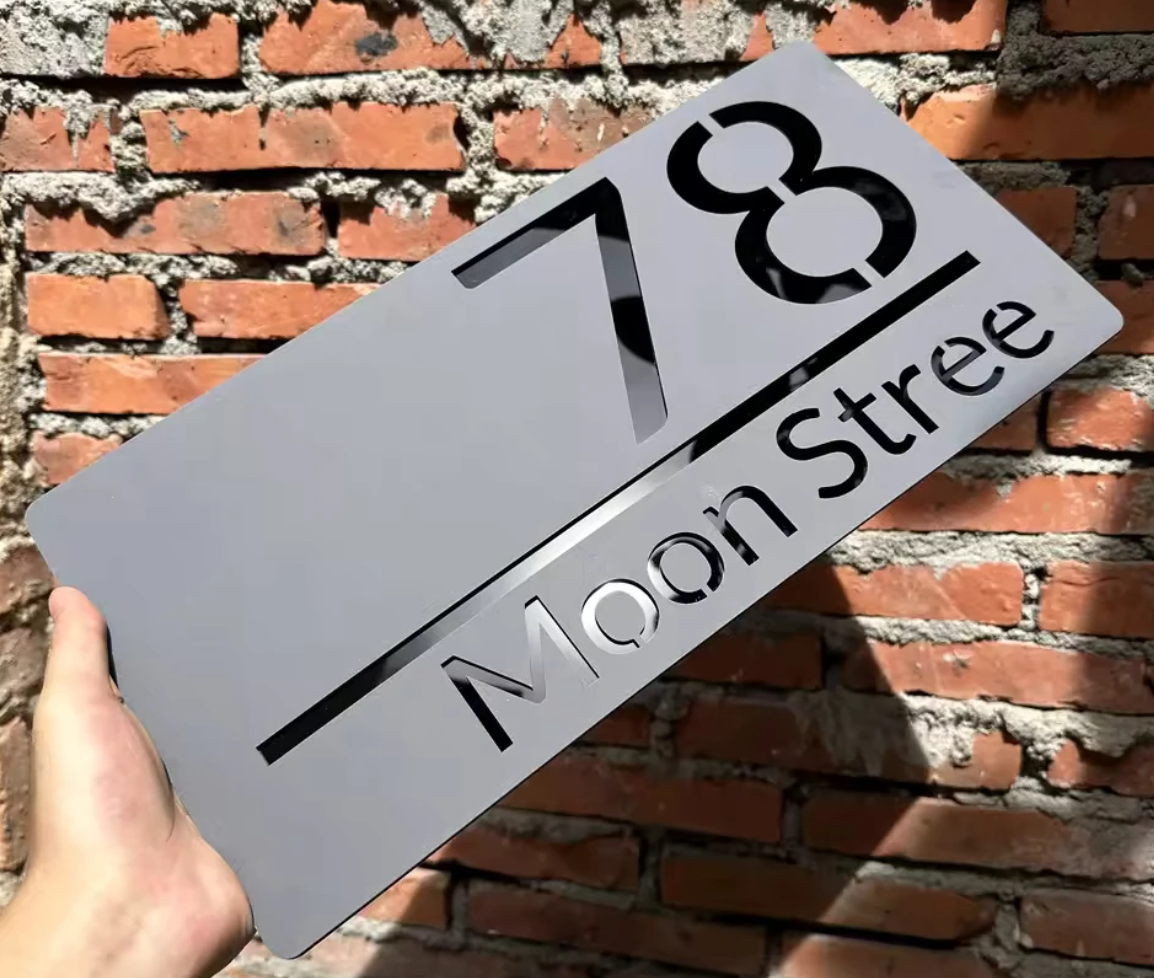 CUSTOM MODERN HOUSE SIGN NUMBER STREET SIGN ACRYLIC ADDRESS DOOR WALL PLAQUE